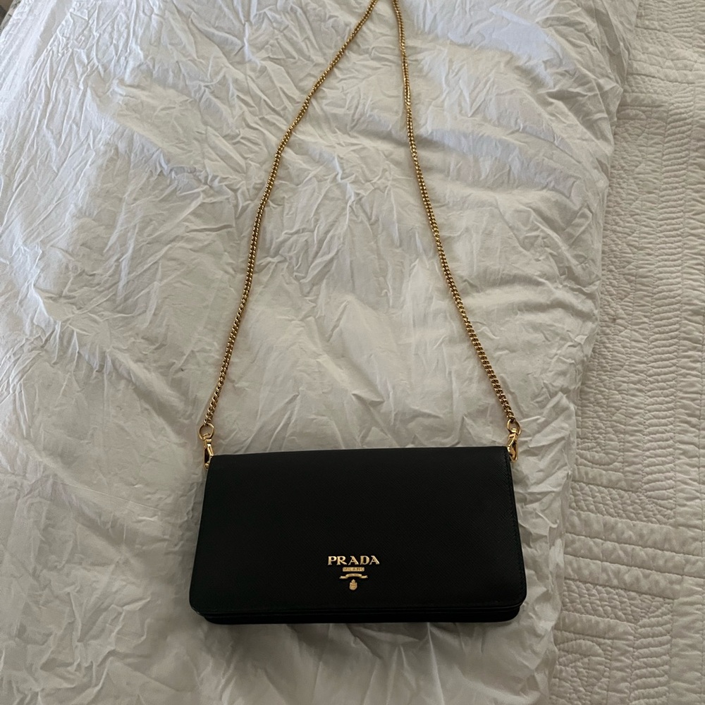 Prada Black Leather Chain Bag